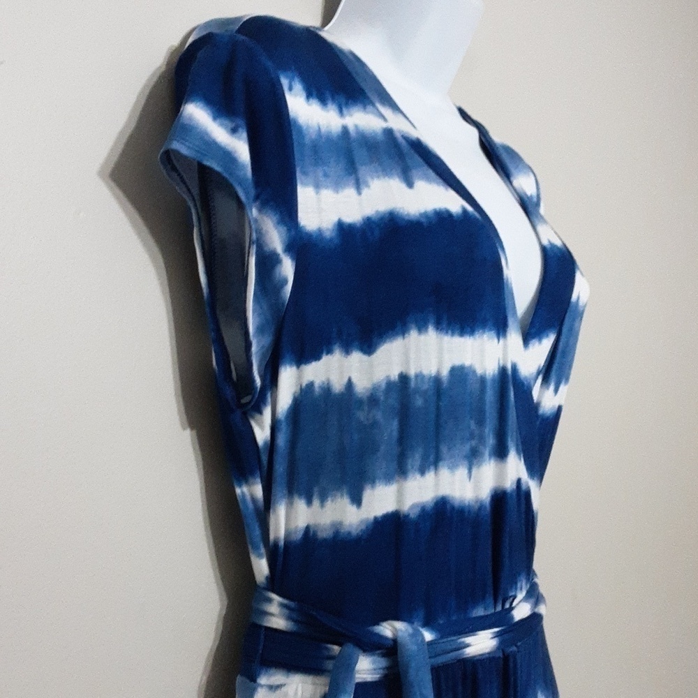 New direction women maxi dress tie dye V-neck belted casual vacation y2k M retro - Picture 4 of 9